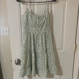 Charming Green Floral Kids Dress